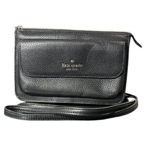 NWOT Kate Spade Leila Black Pebbled Leather Crossbody Bag Small Purse K8284